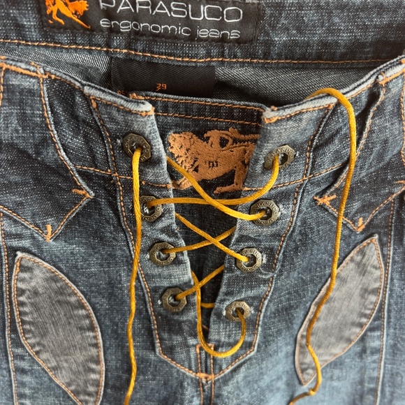 Parasuco Black Flare Jeans with Gold Stitching - Picture 4 of 7